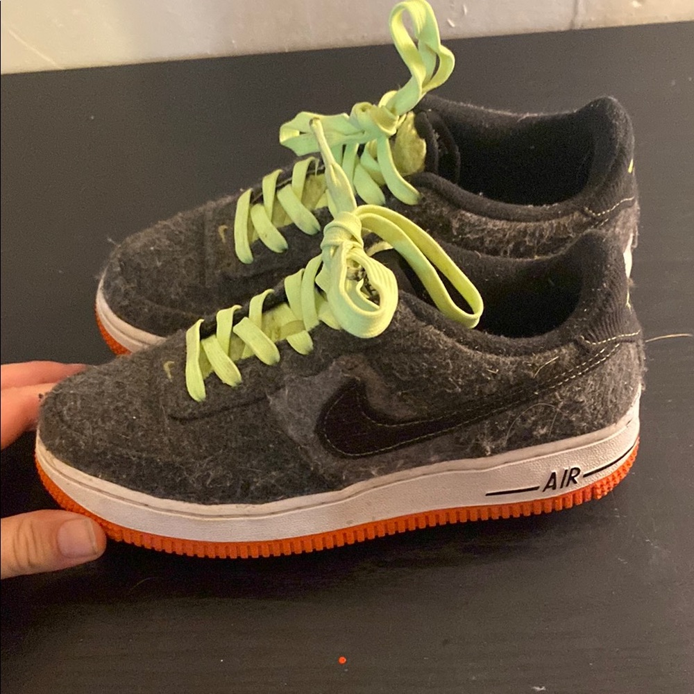 Nike Kids Sneakers with Gray and Green Accents